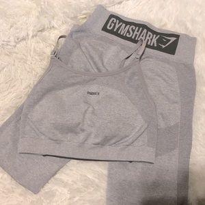 GUC Gymshark High Waisted Flex Set ( Sports Bra + Leggings) Blue/ Grey